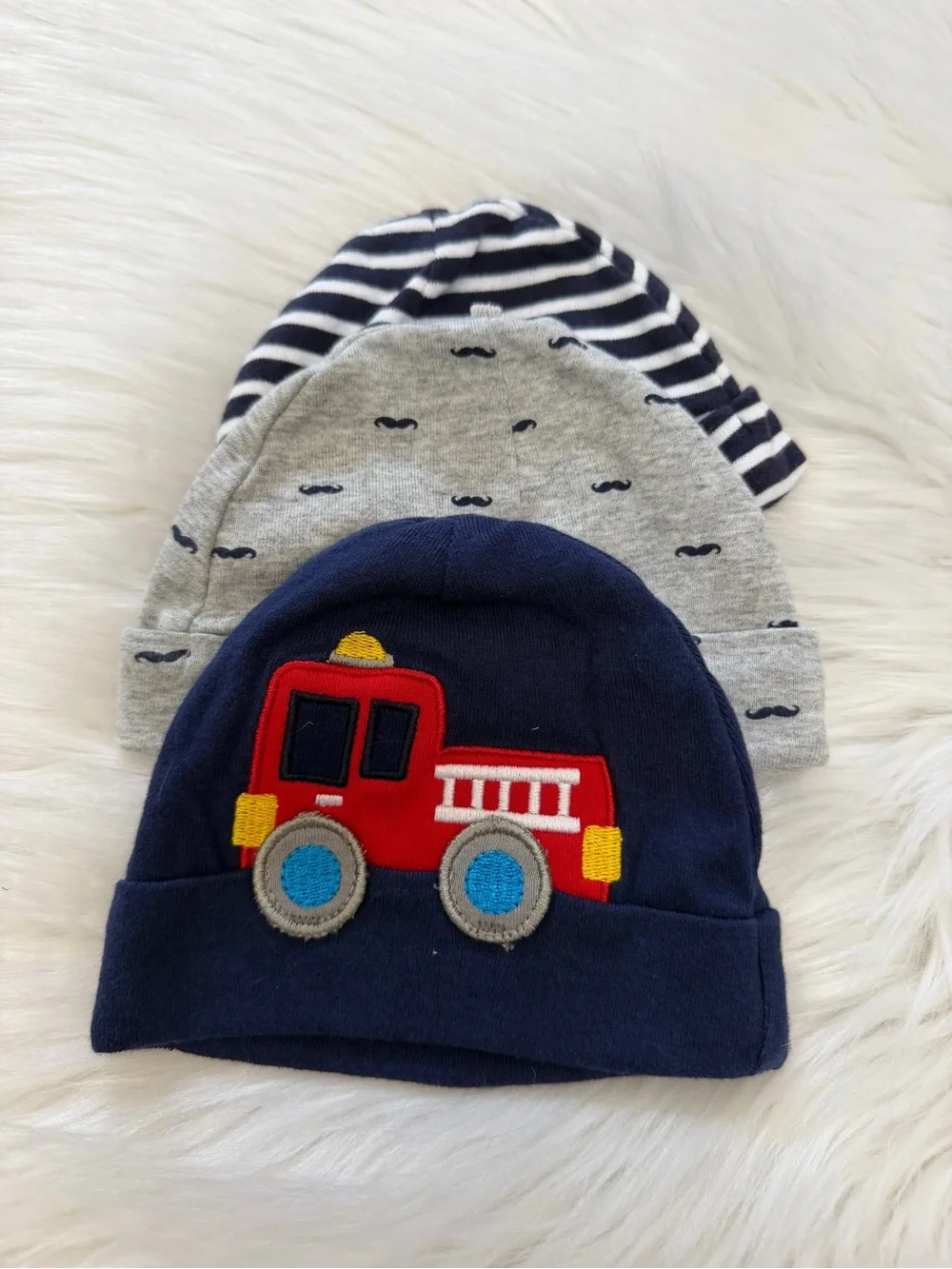 3-Pack Baby Knit Beanie Hats Sz 0-6months